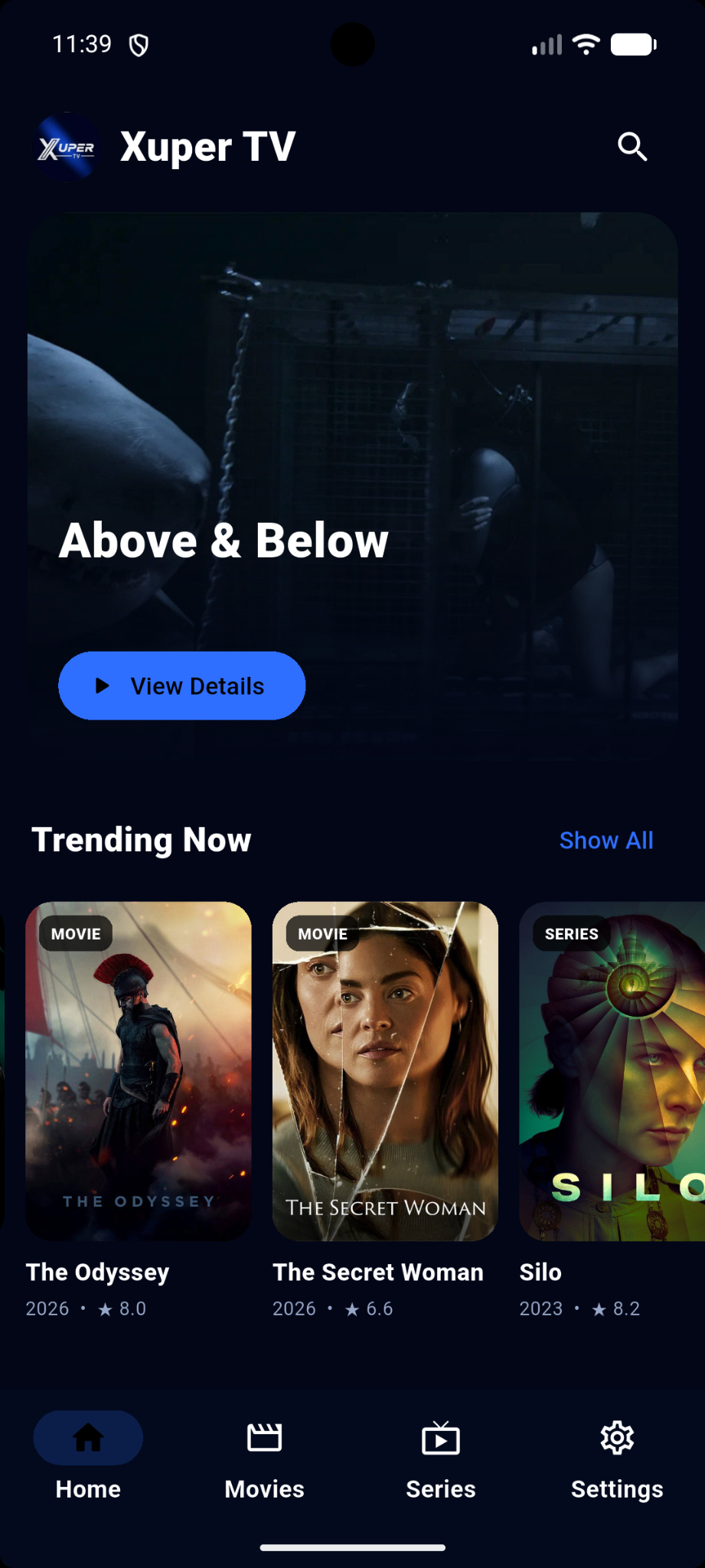 Xuper TV home page screenshot
